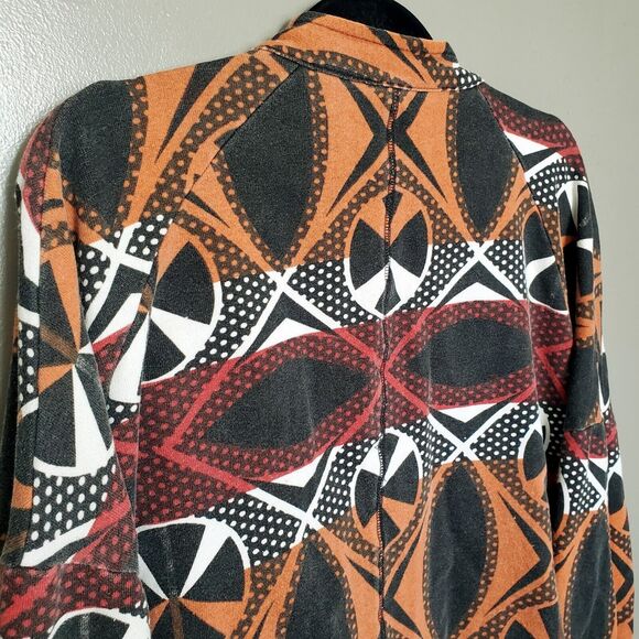 Free People Jacket Womens Medium Multicolor Geometric Tribal Cotton Knit Draped - Picture 7 of 12